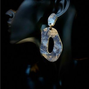 Laser cut Upcycled Denim Rough Circle Earring